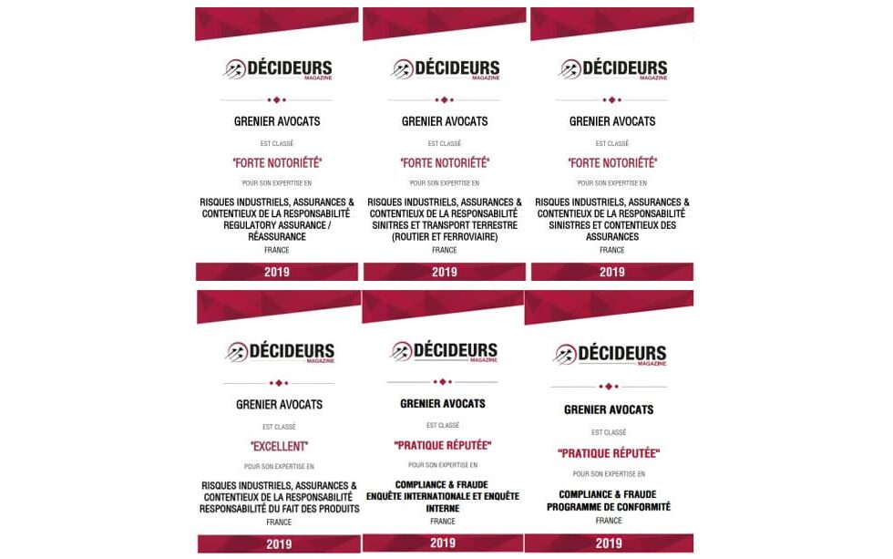 L’expertise de Grenier Avocats reconnue par le magazine Décideurs L’expertise de Grenier Avocats reconnue par le magazine Décideurs